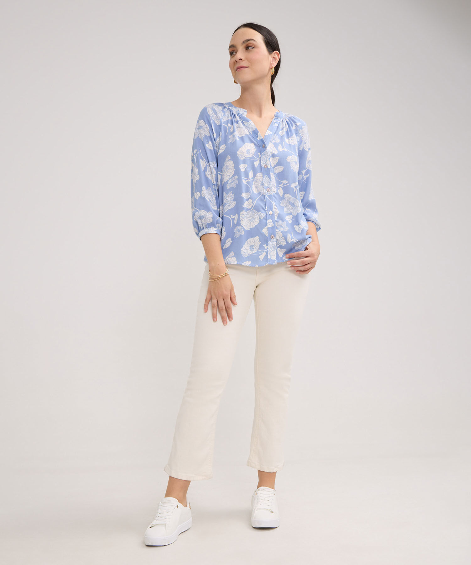 Blusa Manga Tres Cuartos Cuello Neru  Estampada