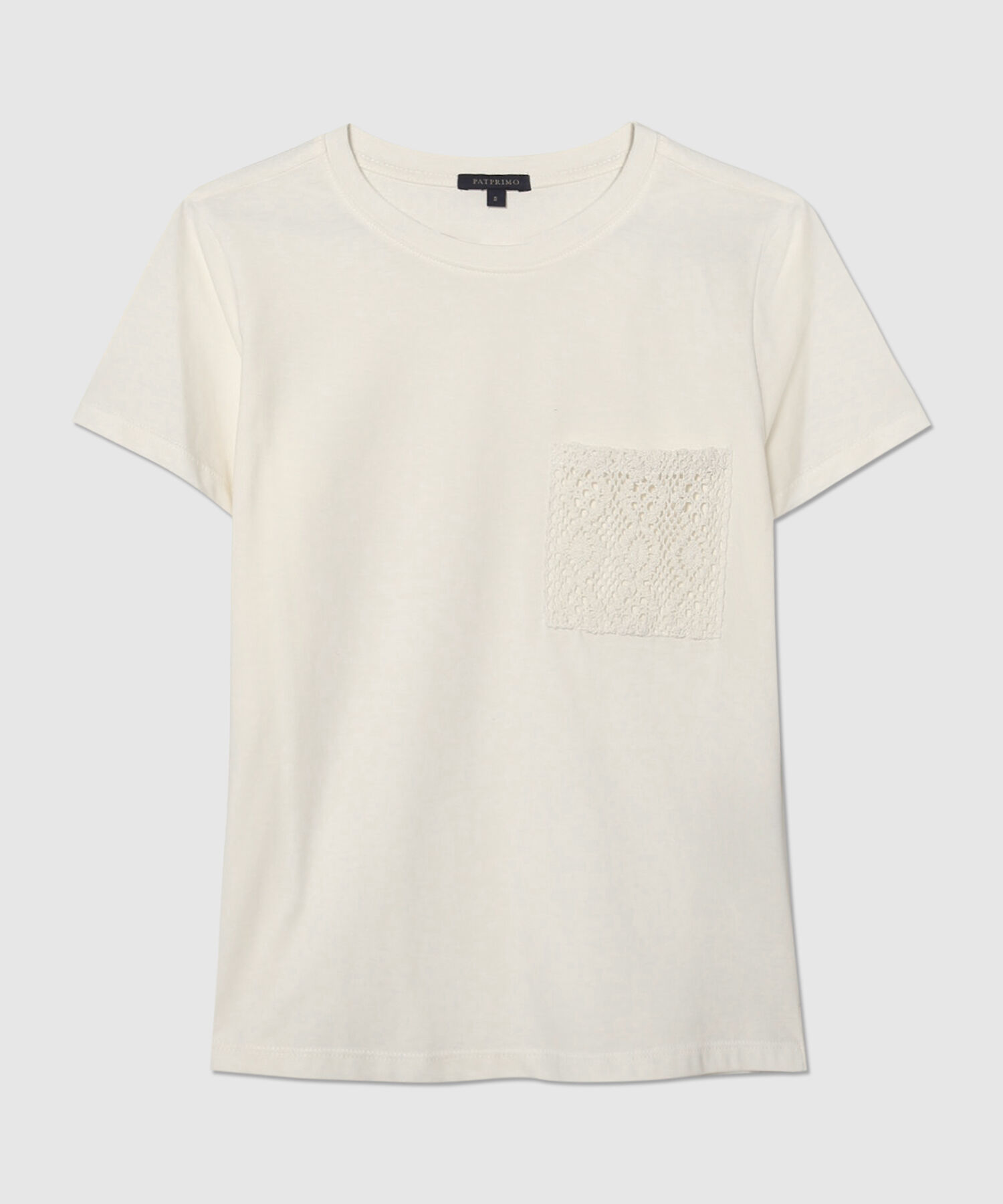 Camiseta Manga Corta  Con Bolsillo En Encaje