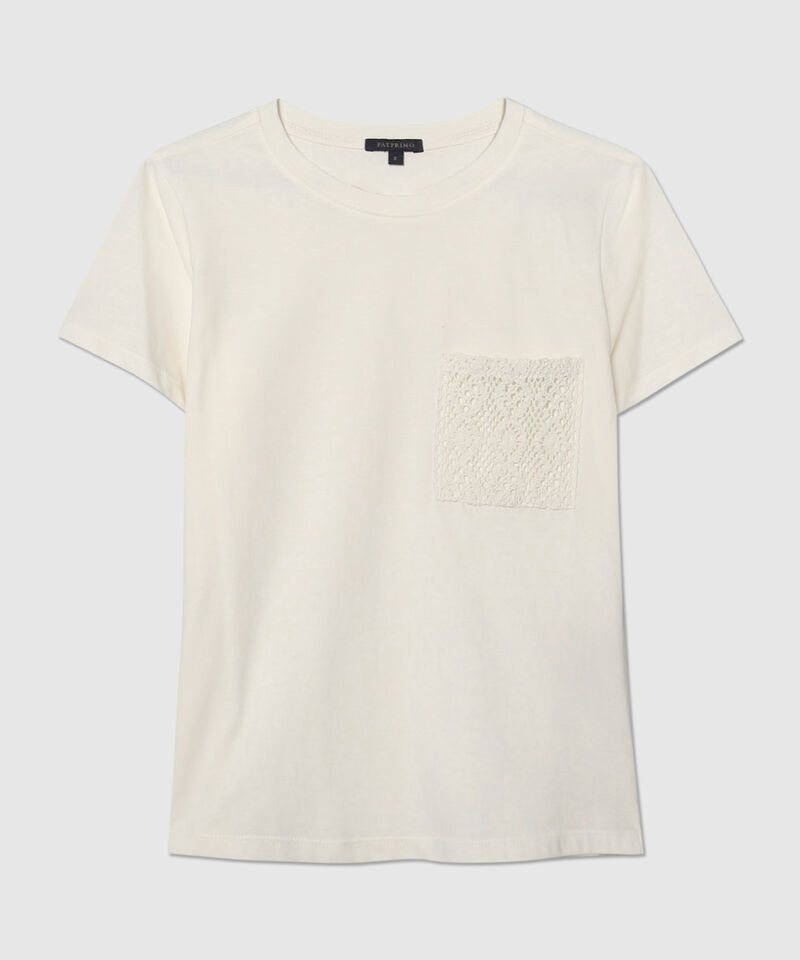 Camiseta Manga Corta  Con Bolsillo En Encaje