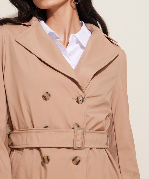 Chaqueta Trench Con Cinturon De Ajuste Manga Larga image number null