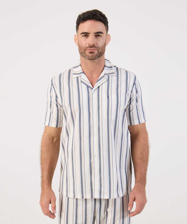 Pijama A Rayas Con Bolsillo Para Hombre