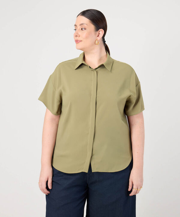Camisa Manga Corta Holgada Para Mujer Curvy image number null