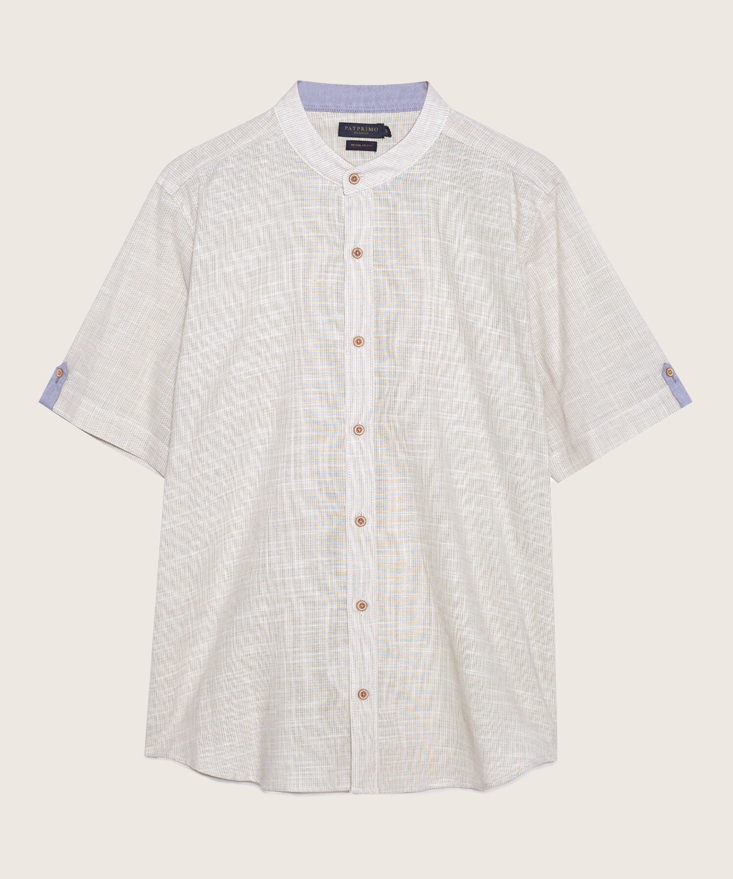 Camisa Manga Corta Cuello Neru Unicolor , Regular Fit