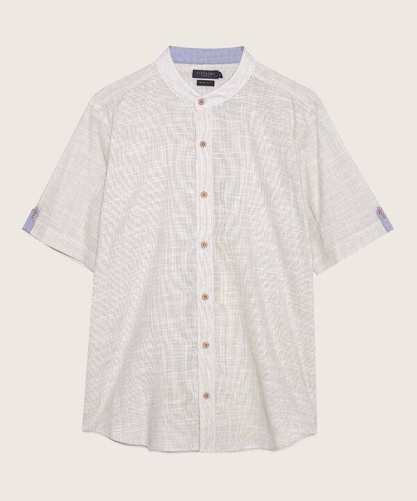Camisa Manga Corta Cuello Neru Unicolor , Regular Fit