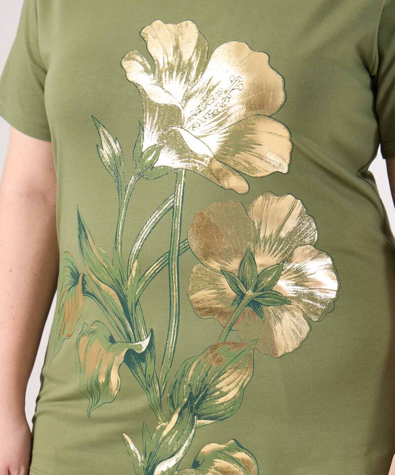 Camiseta Estampada Cuello Redondo Para Mujer Curvy