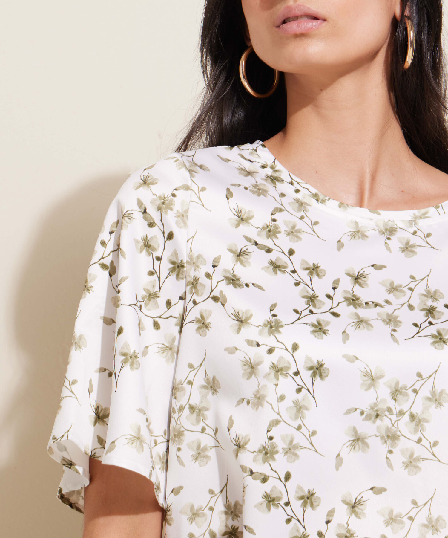 Blusa Estampada Cuello Redondo Manga Corta Al Codo