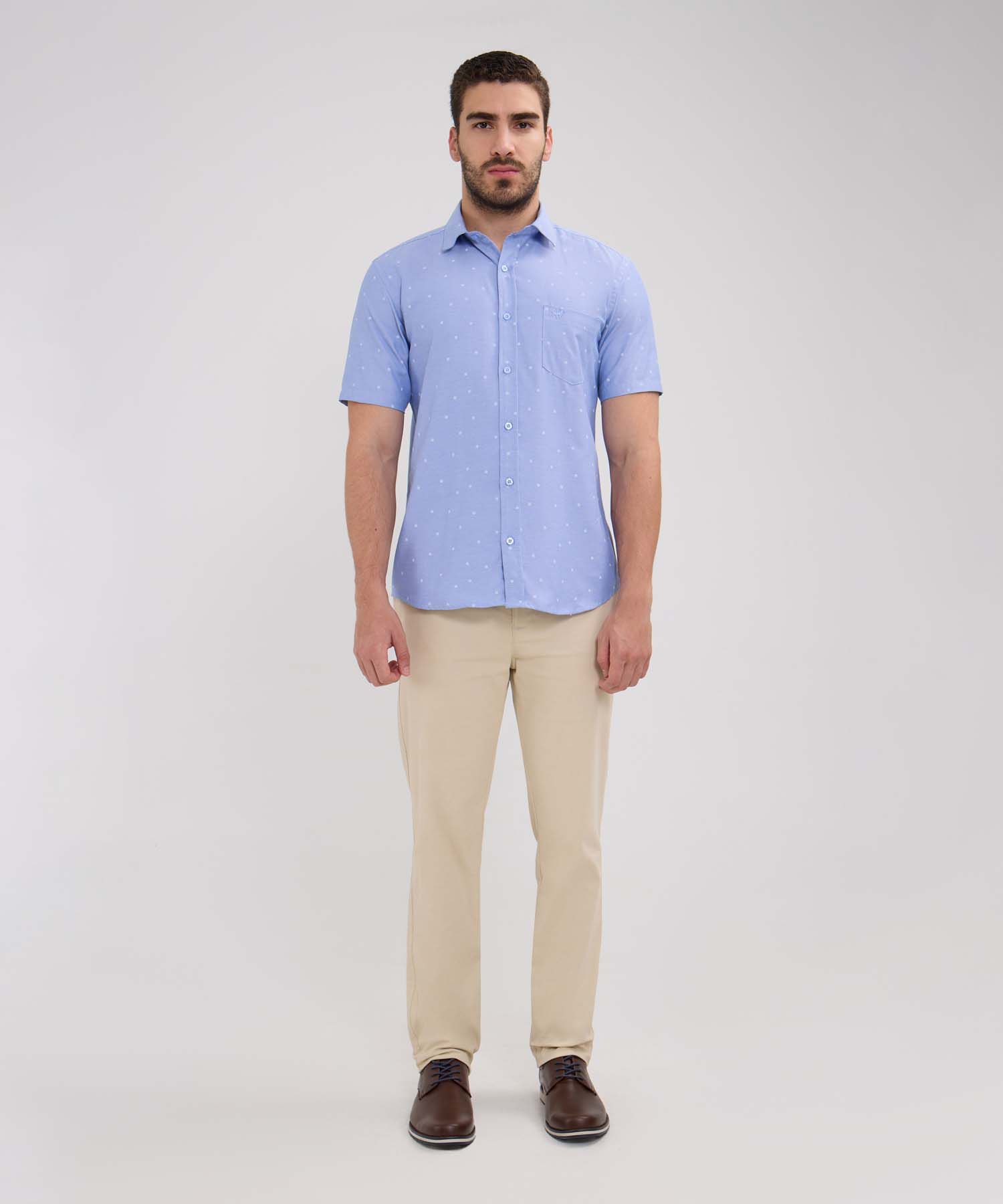 Camisa Manga Corta Estampada Con Bolsillo