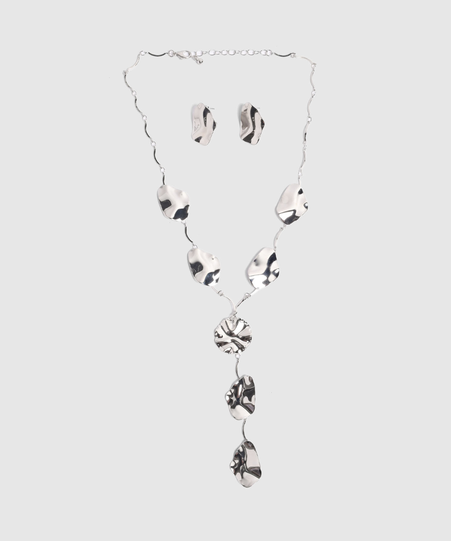 Set De Collar Y Aretes Con Placas Org&aacute;nicas Para Mujer