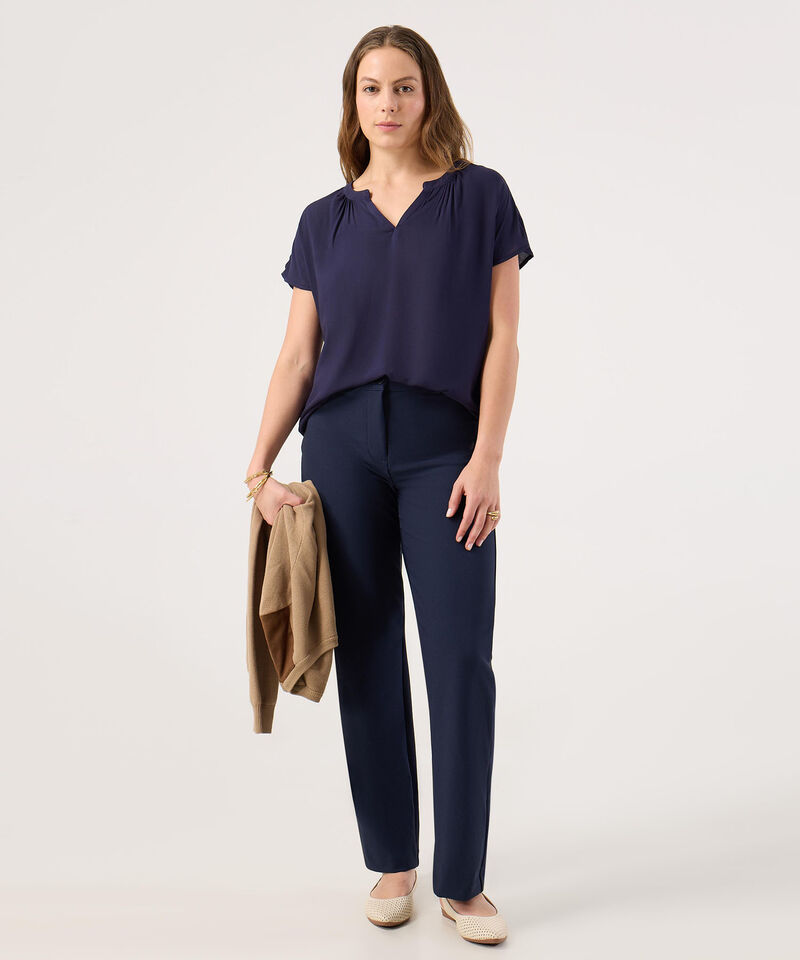 Blusa Manga Corta con Escote en V