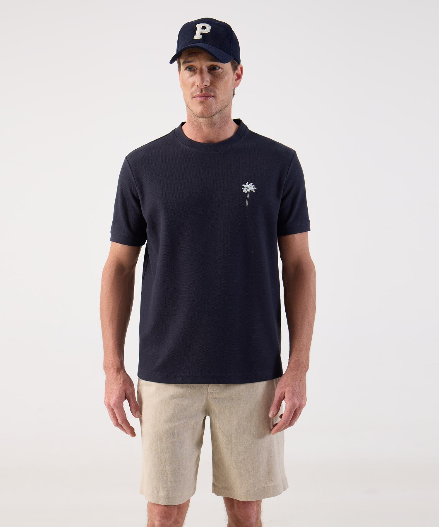 Camiseta Clásica con Detalle Bordado Para Hombre