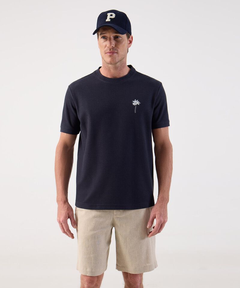 Camiseta Clásica con Detalle Bordado Para Hombre