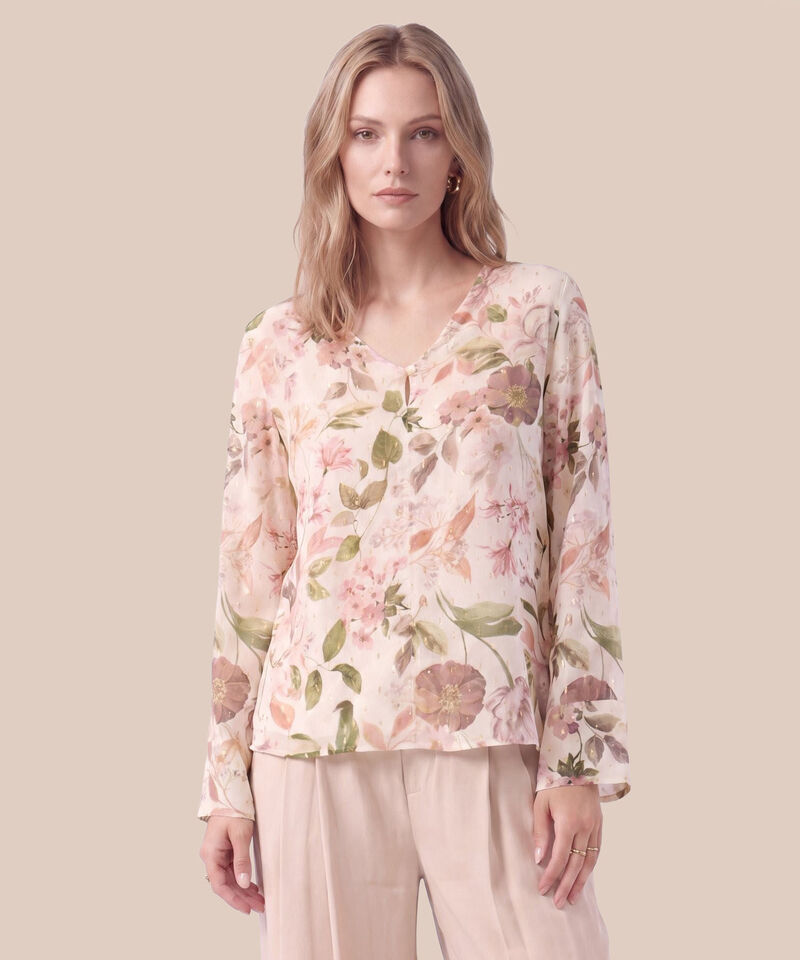 Blusa Escote En V Con Bot&oacute;n Para Mujer