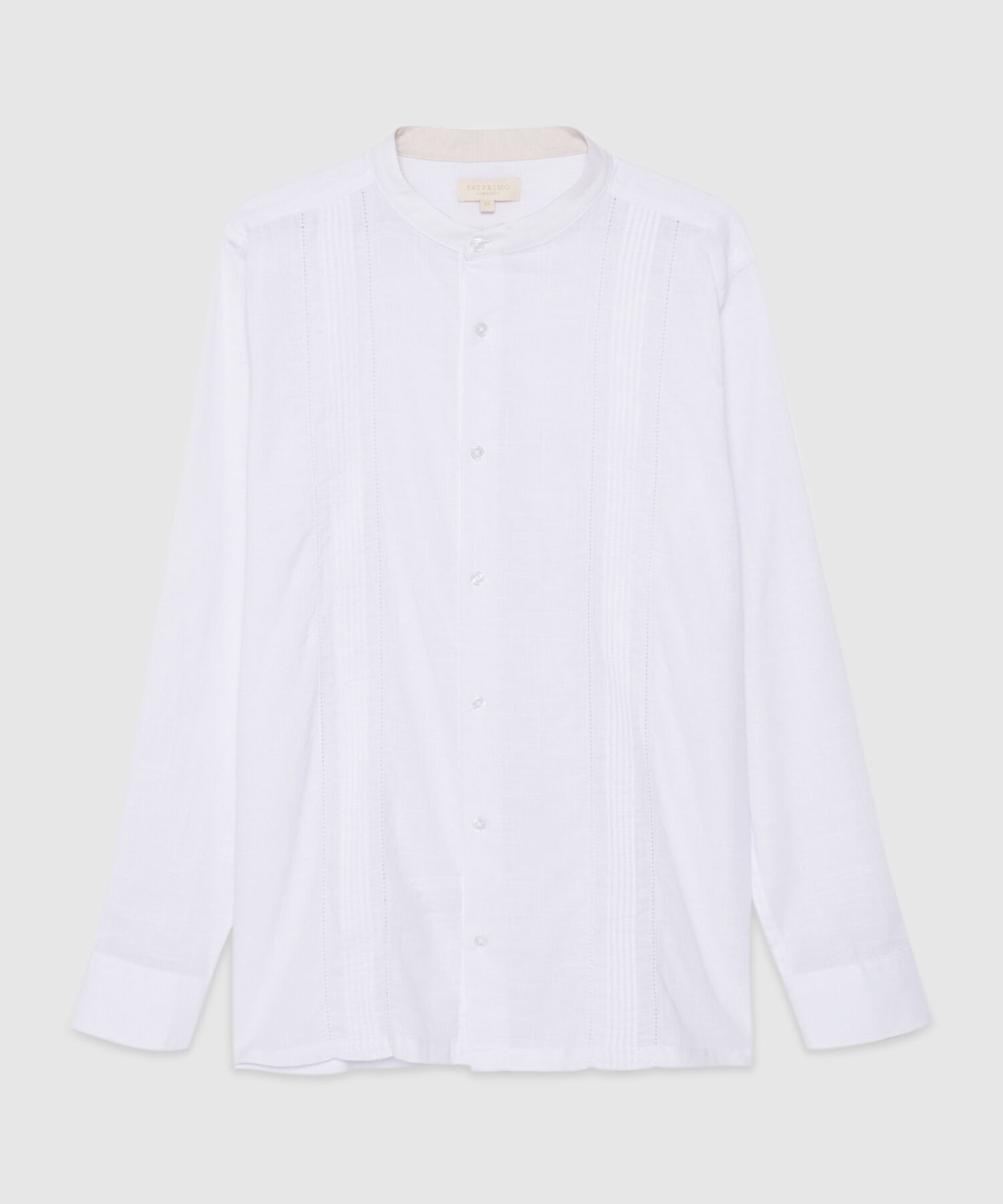 Camisa Guayabera Manga Larga  Cuello Neru En Algodón