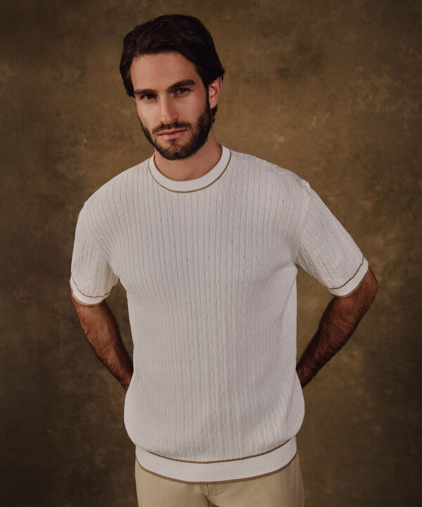 Camiseta Texturizada Manga Corta Para Hombre image number null