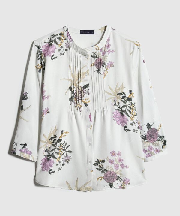 Blusa Con Alforzas Estampada Manga 3/4