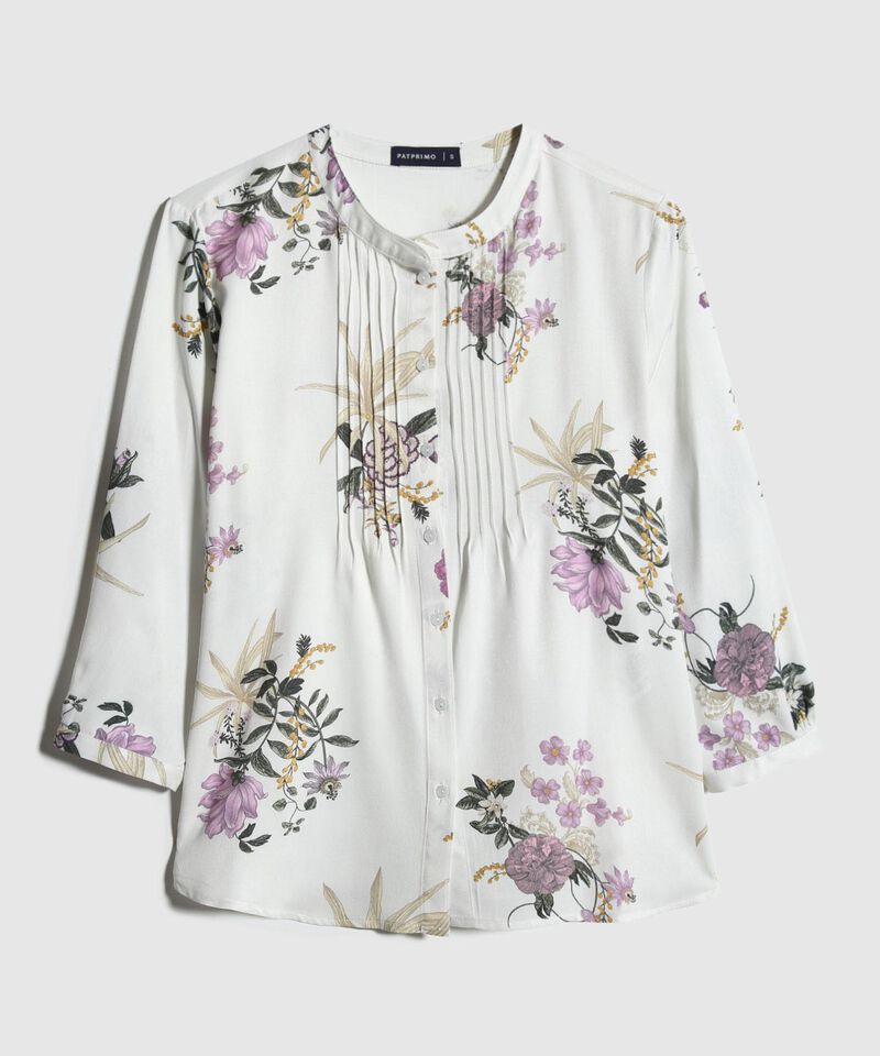 Blusa Con Alforzas Estampada Manga 3/4