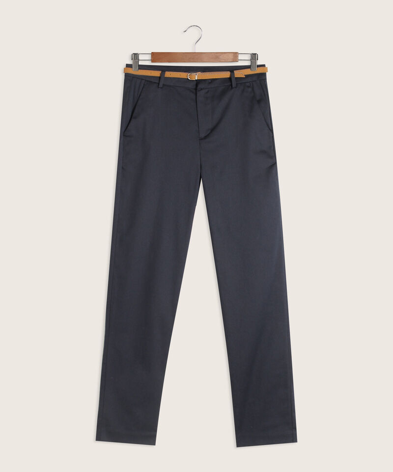 Pantalon Básico Bolsillo Diagonal Bota Entubada Unicolor