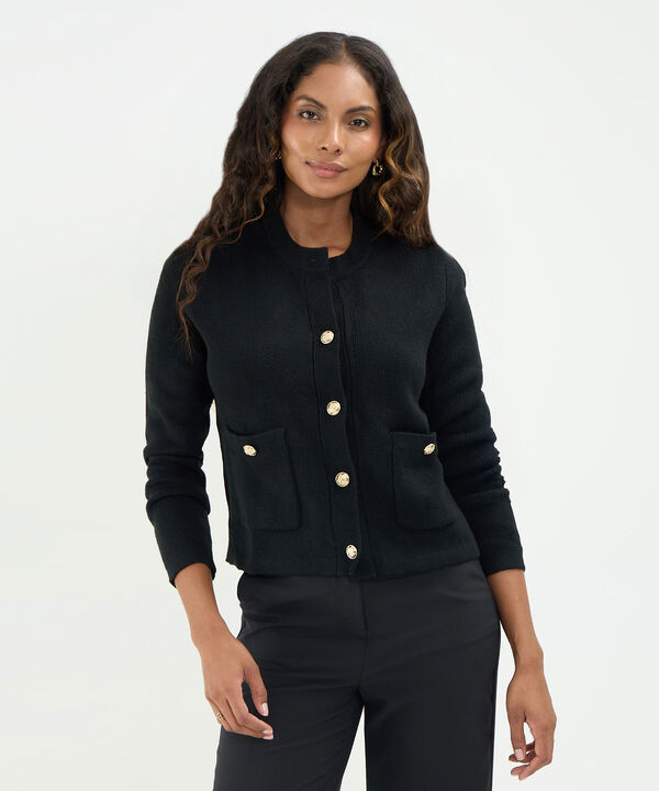 Saco Cardigan Con Botones Nauticos Para Mujer image number null