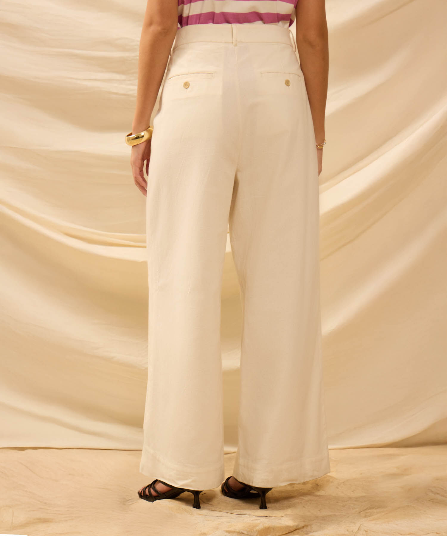 Pantal&oacute;n Wide Leg Con Pinzas Para Mujer