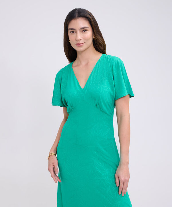 Vestido unicolor con manga fluida para mujer image number null