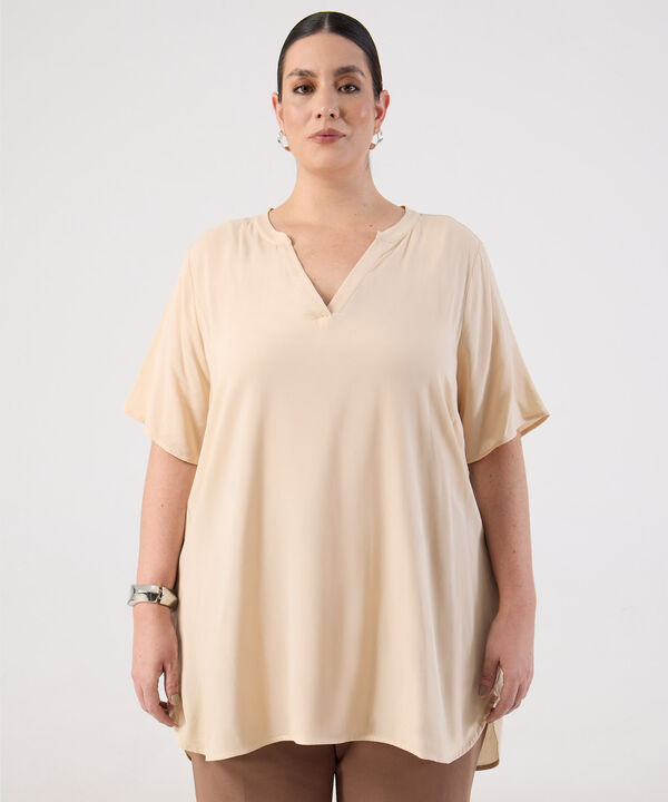 Blusa Fluida Cuello en V para Mujer Curvy