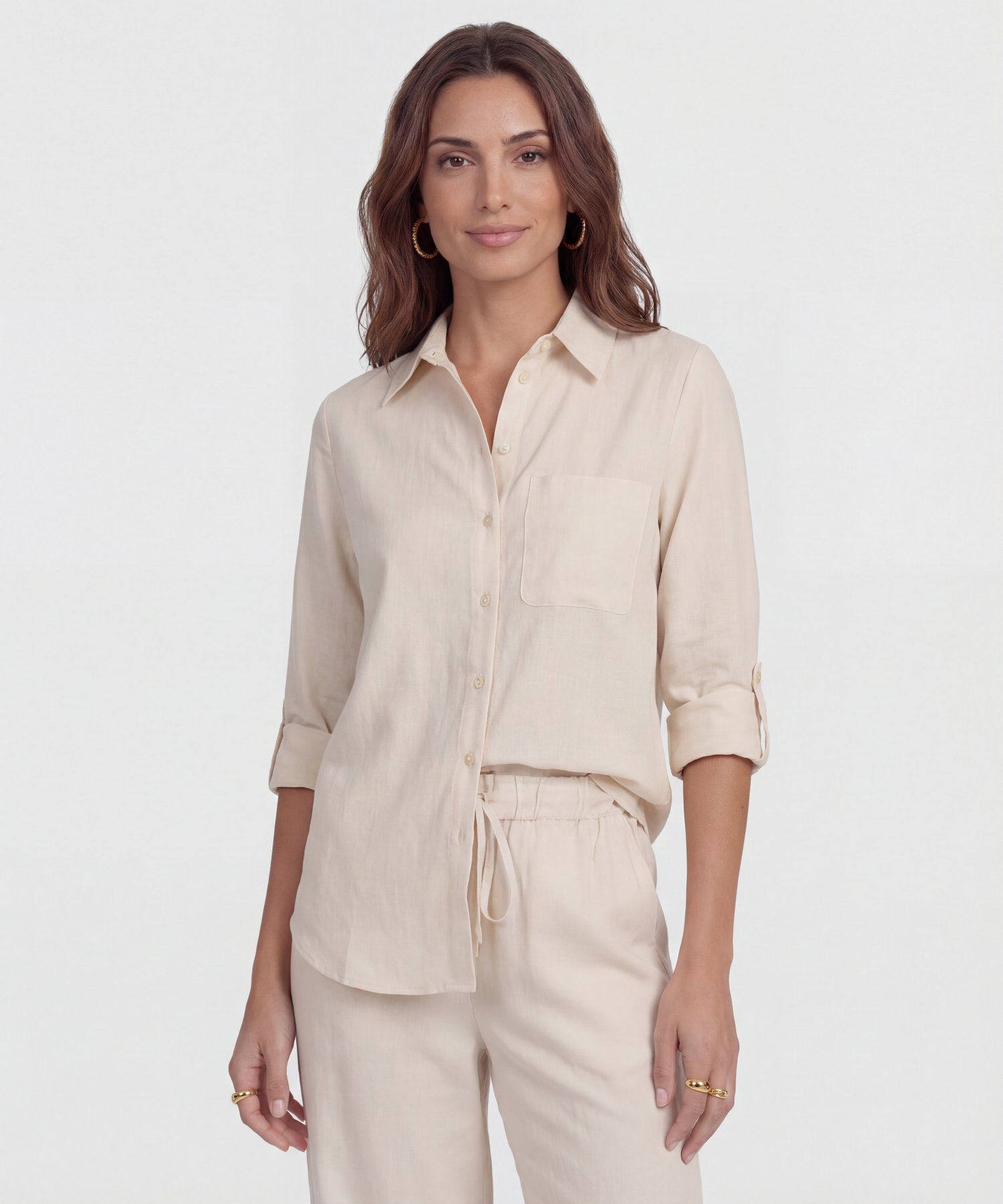 Camisa Con Manga Remangable Para Mujer