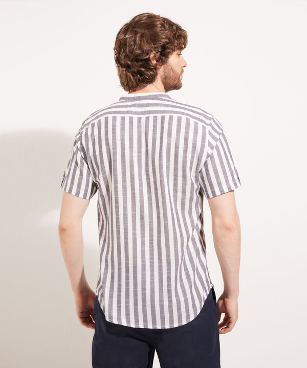 Camisa Cuello Neru Preteñida A Rayas Manga Corta