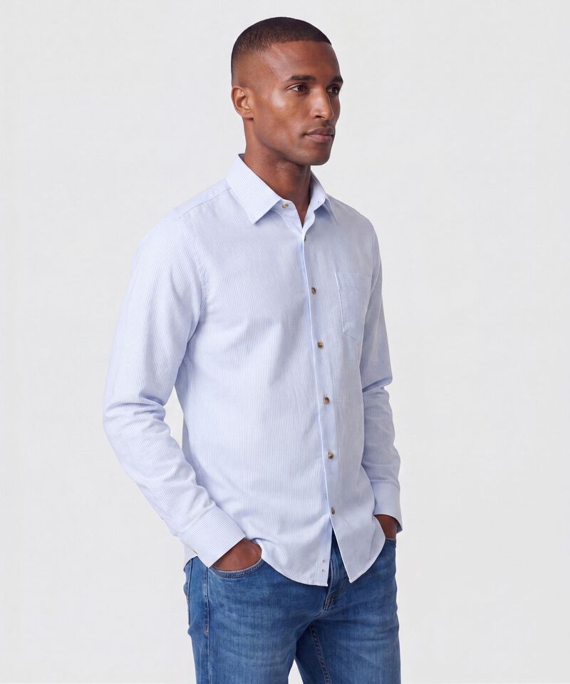 Camisa Manga Larga con Bolsillo Para Hombre