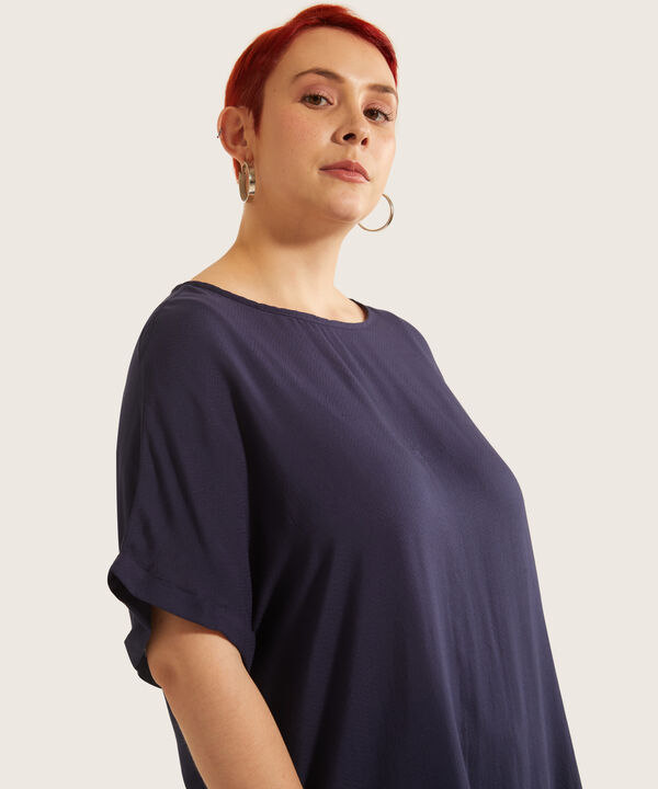 Blusa Unicolor Manga Corta Corrida Con Guardapolvo