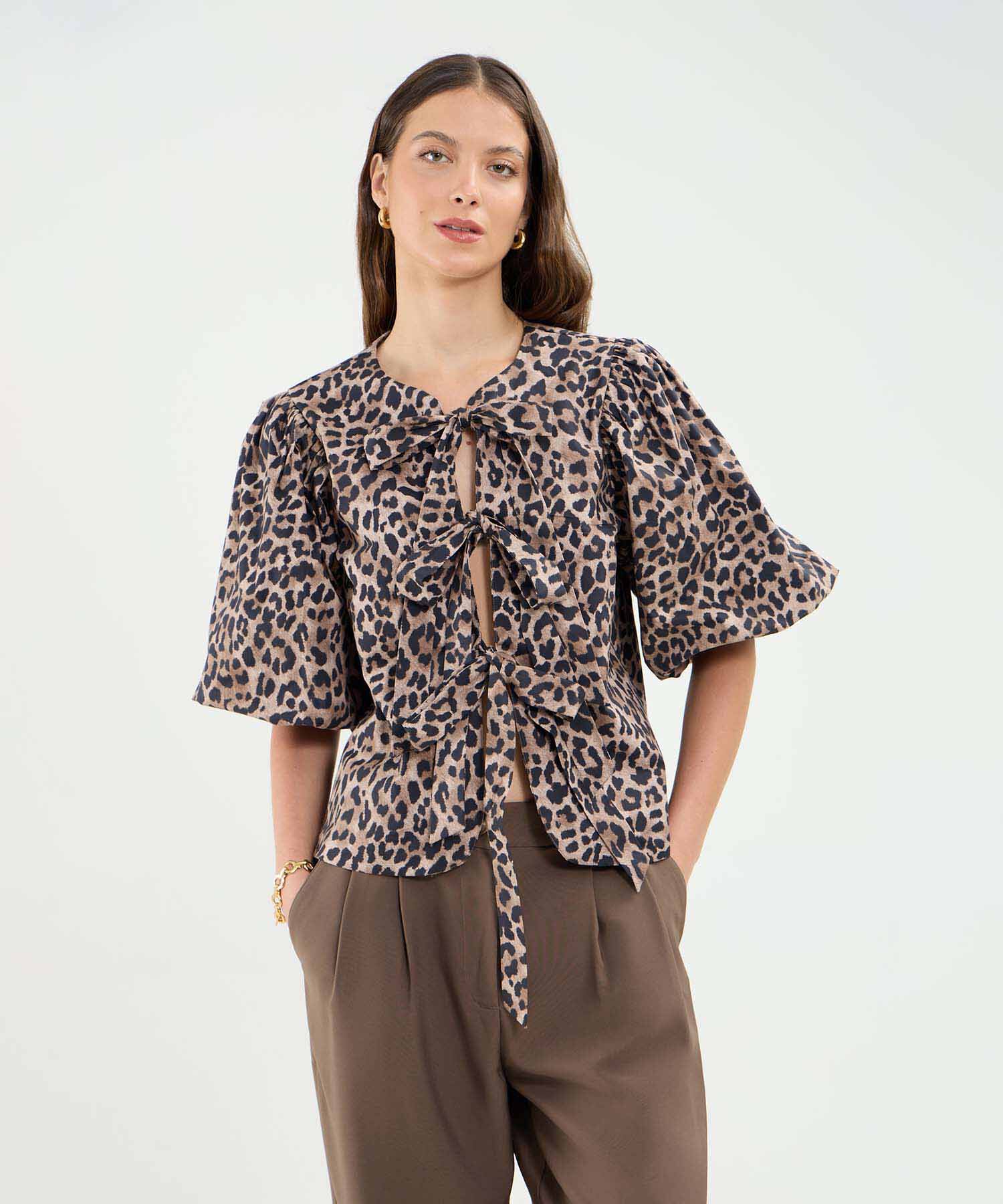 Blusa Manga Globo en Popelina