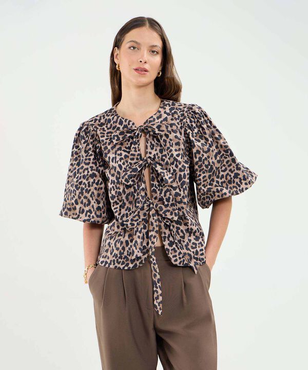 Blusa Manga Globo en Popelina