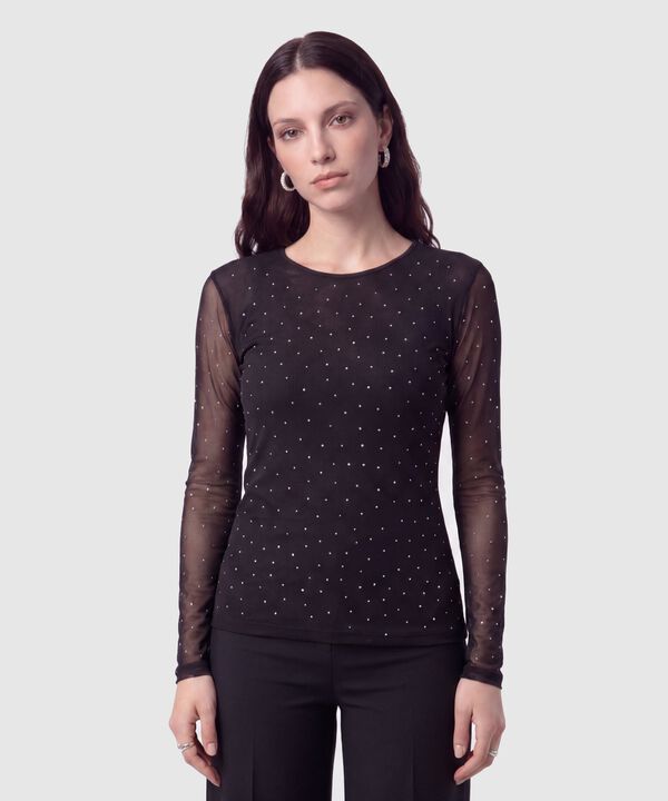 Camiseta Manga Larga de Malla Para Mujer