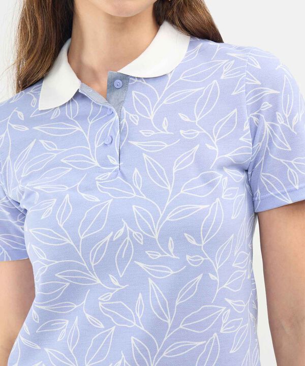 Polo Estampada Manga Corta Con Cuello Tejido Sin Bolsillo image number null