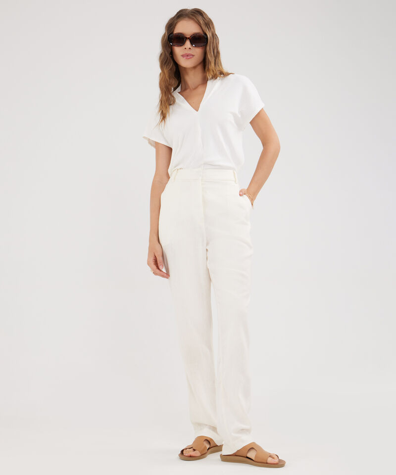 Pantalón Clásico Unicolor En Lino