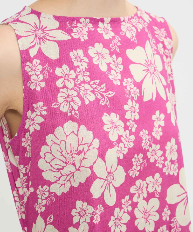 Vestido Estampado en Efecto Lino
