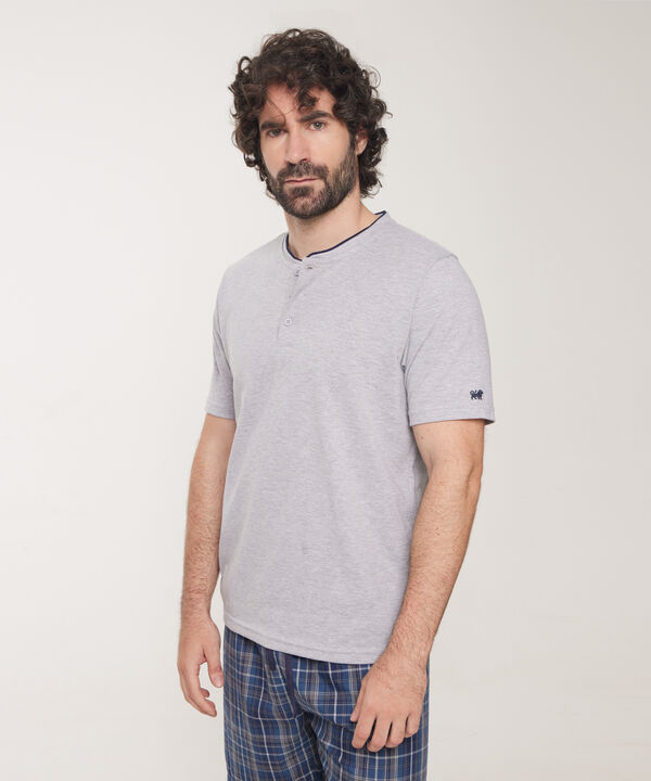 Pijama 2 Piezas Camiseta Henley Y Pantalóneta