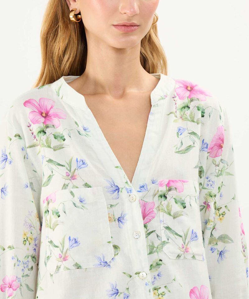 Blusa Estampada en Efecto Lino