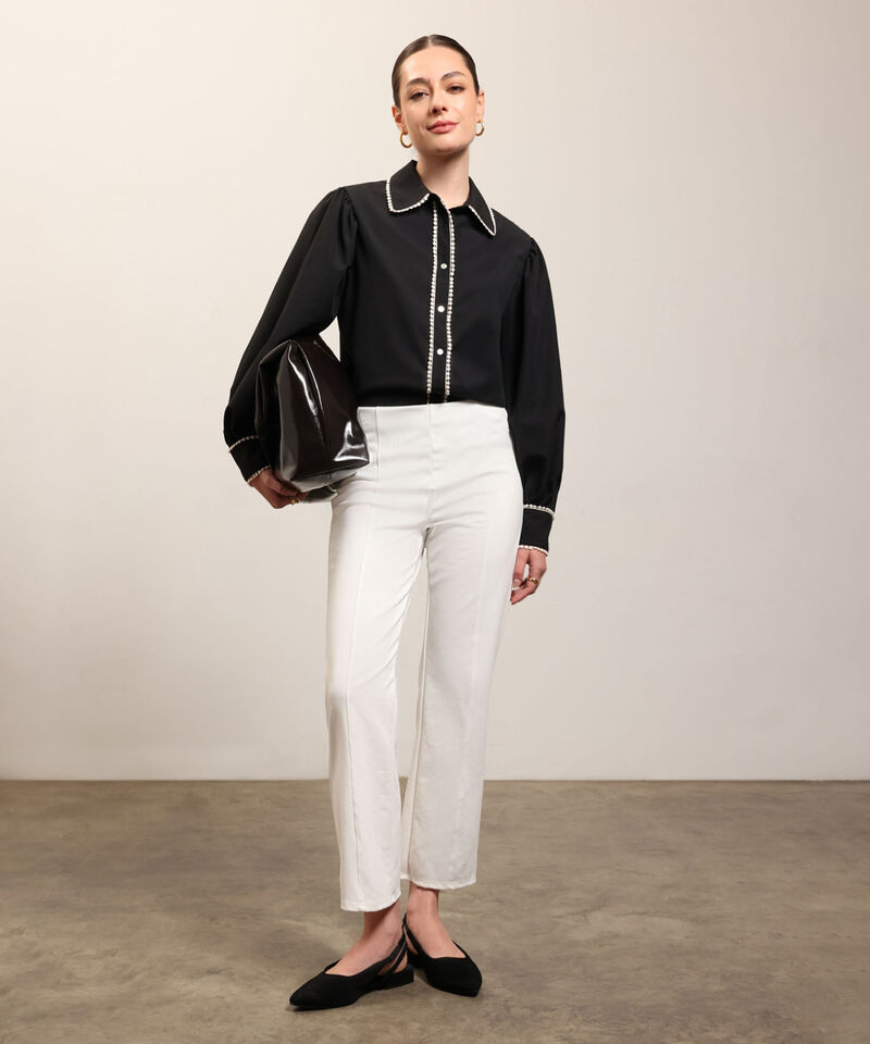 Camisa Unicolor Con Textura Para Mujer