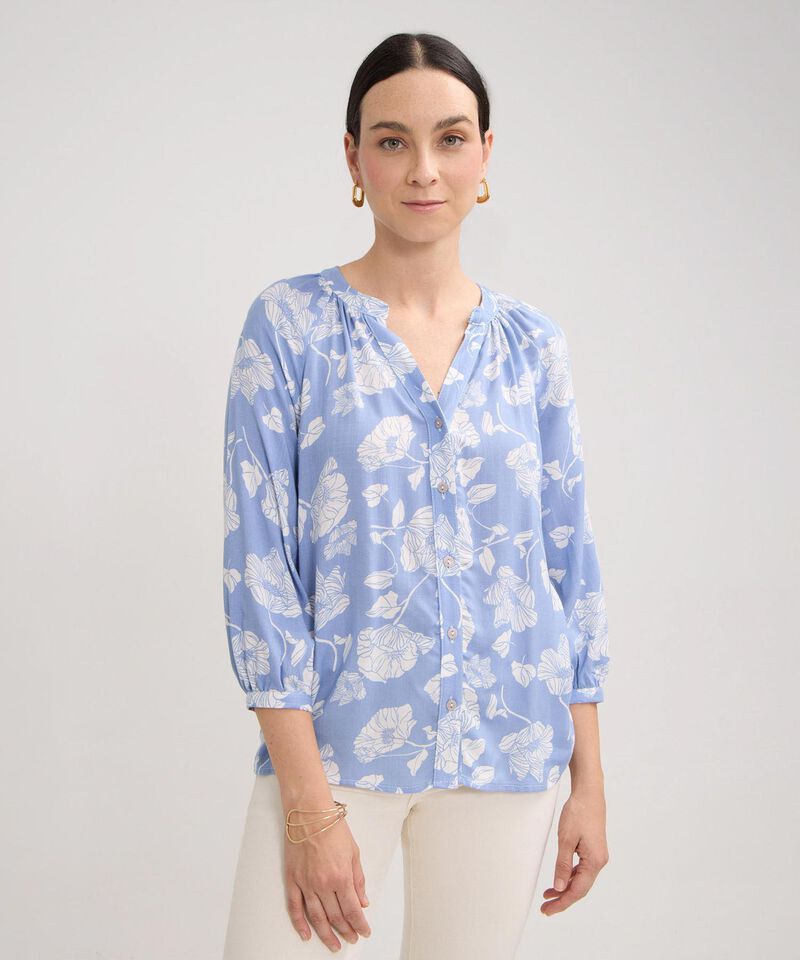 Blusa Manga Tres Cuartos Cuello Neru  Estampada