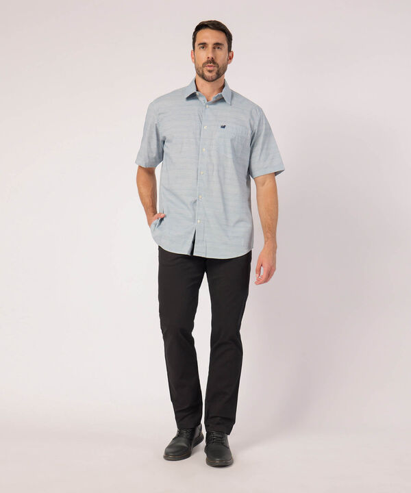 Camisa Tejido Con Microdiseño Manga Corta  image number null