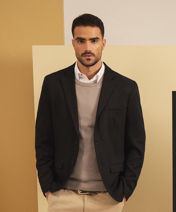 Saco Tejido de Cuello Redondo Para Hombre image number null