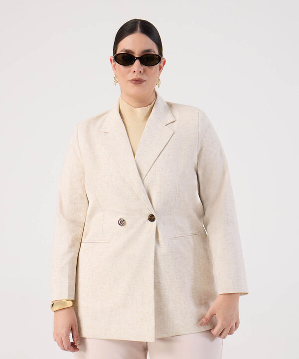 Blazer unicolor con botones para mujer curvy image number null