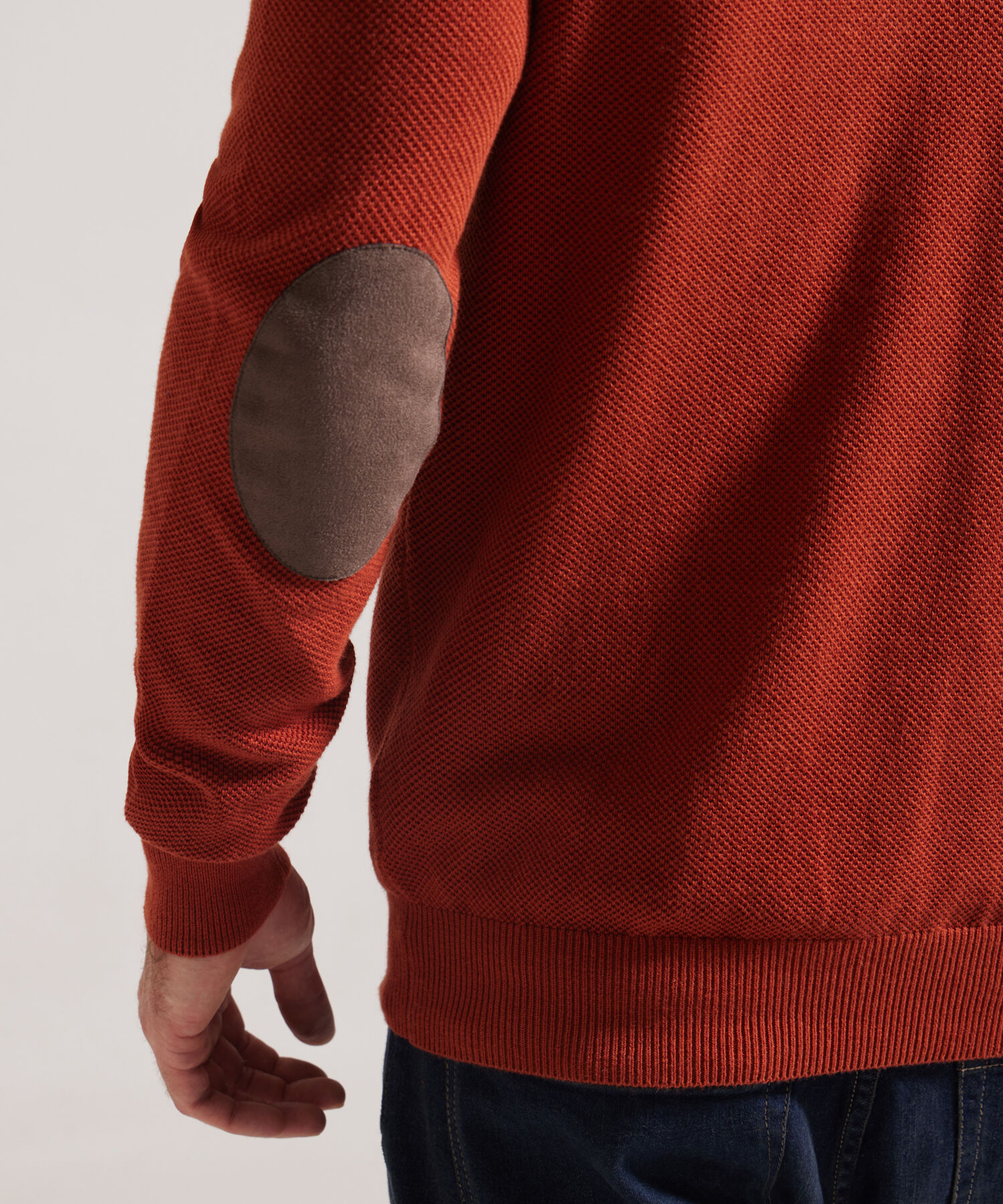 Saco Cuello Redondo, Tejido Con Textura Y Mangas Con Coderas