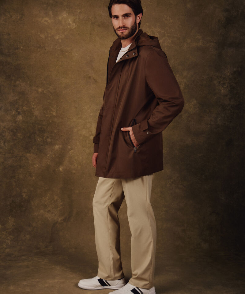 Chaqueta Unicolor con Capucha Para Hombre
