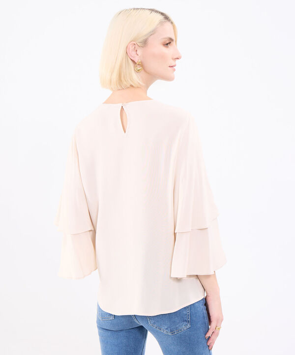 Blusa Manga 3/4 Con Capas Para Mujer