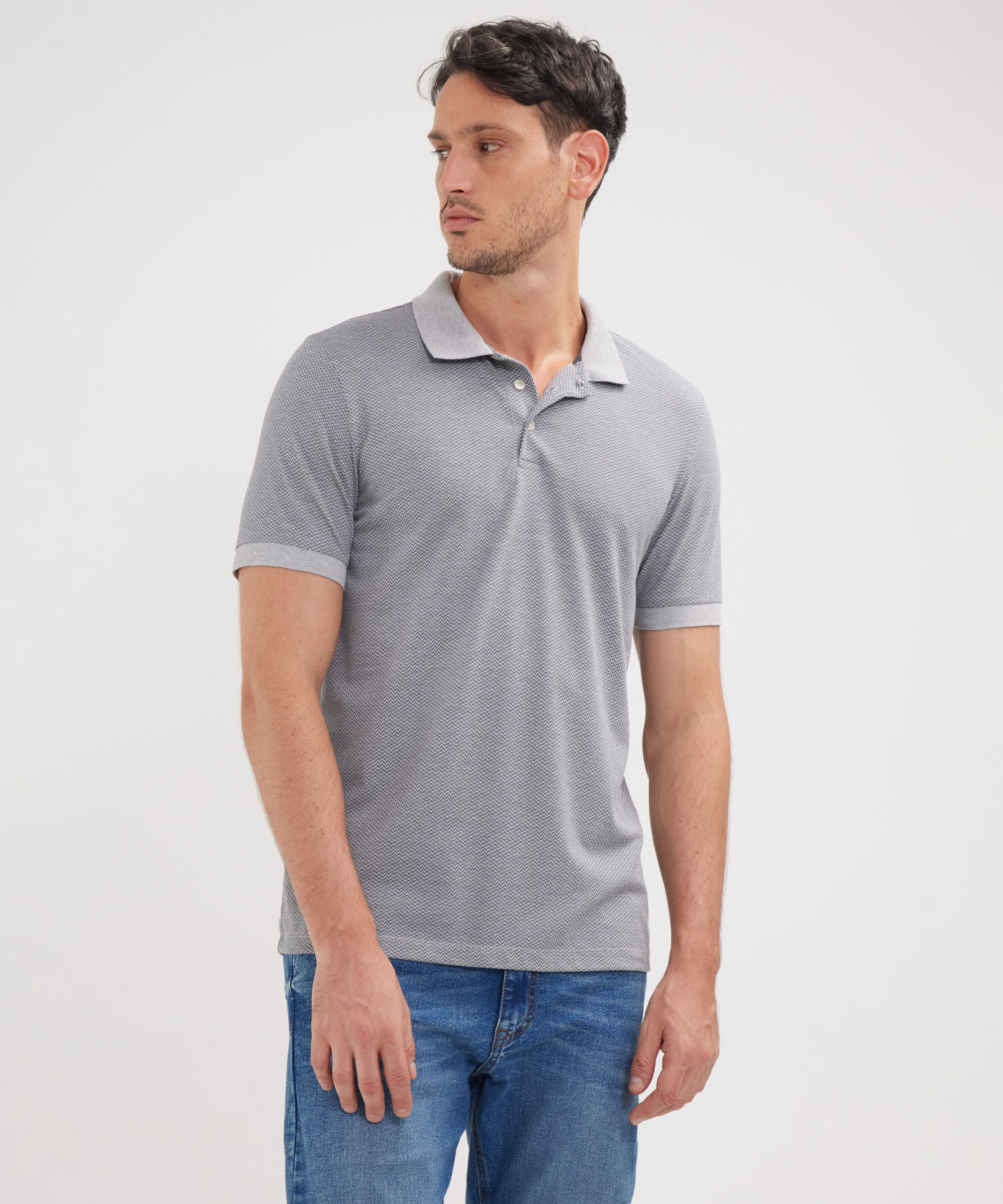 Polo Estampada Cuello Tejido Regular Fit