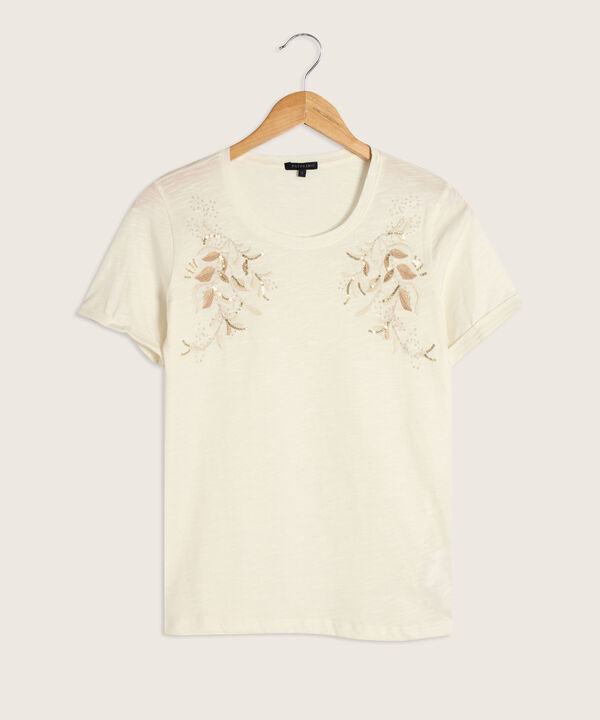 Camiseta Manga Corta Con Bordado