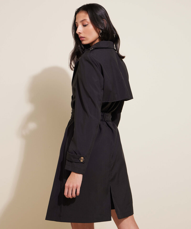 Chaqueta Trench Con Cinturon De Ajuste Manga Larga