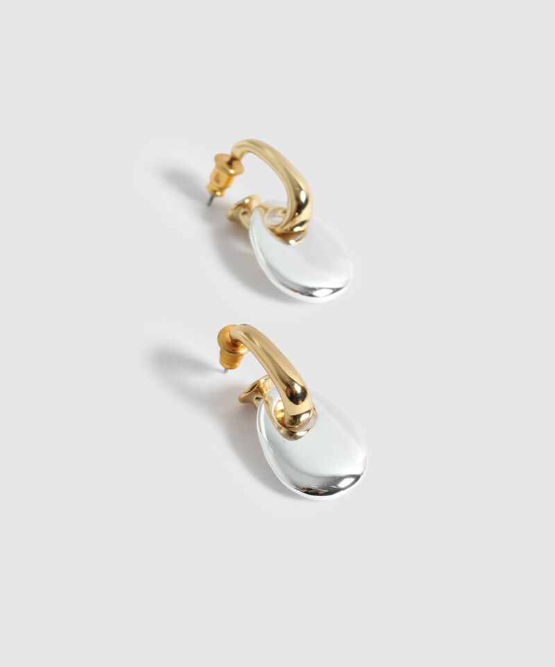 Aretes Argollas Con Colgante Bicolor Mujer