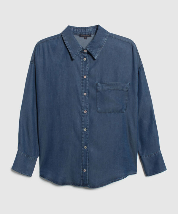 Camisa Camisa Tencel Oversize Manga Larga